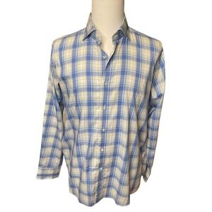Peter Millar Collection Mens Large Long Sleeve Button Up Shirt Plaid 100% Cotton